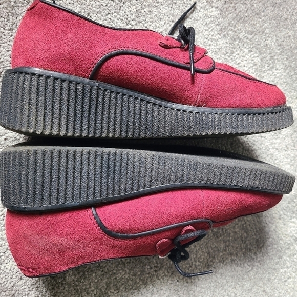VINTAGE Maroon Red Suede Skechers Creeper Platform Shoes Size 6.5 - Picture 7 of 13
